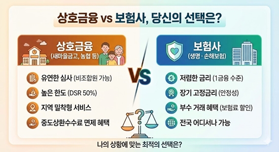 상호금융 vs 보험사 주담대 비교