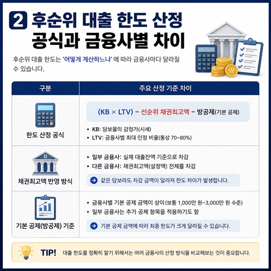후순위대출 한도 산정하는 공식 계산